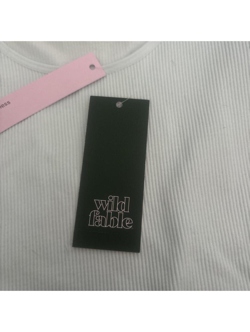 Wild Fable Women's White and Blue Crop-top - Picture 4 of 4